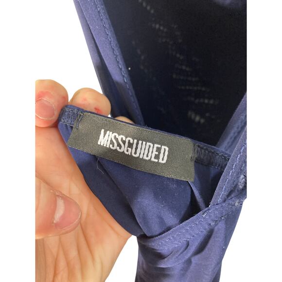 Missguided Navy Slip On Open Back Bodycon Midi Length Dress - Picture 7 of 8